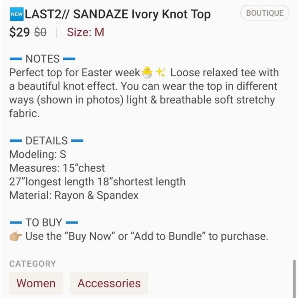 *Donated* ekAttire SUNDAZE Ivory Knot Top - Picture 6 of 6